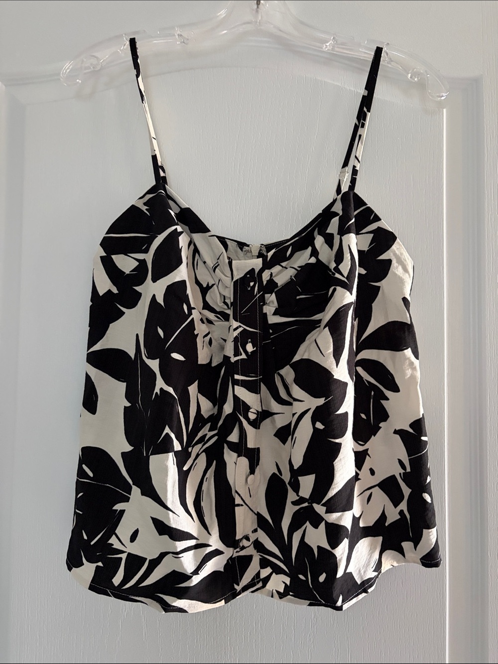 Black & White Floral Spaghetti Strap Top